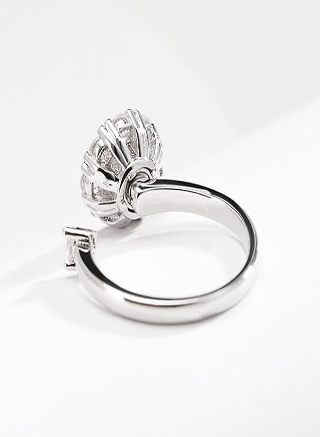 El Regalo Rhinestone Inlaid Rotating Open Spinner Finger Ring for Girls/Women - Fidget Spinner Anxiety Relief Anti Tarnish Rotating Ring (One Size) - Image 4