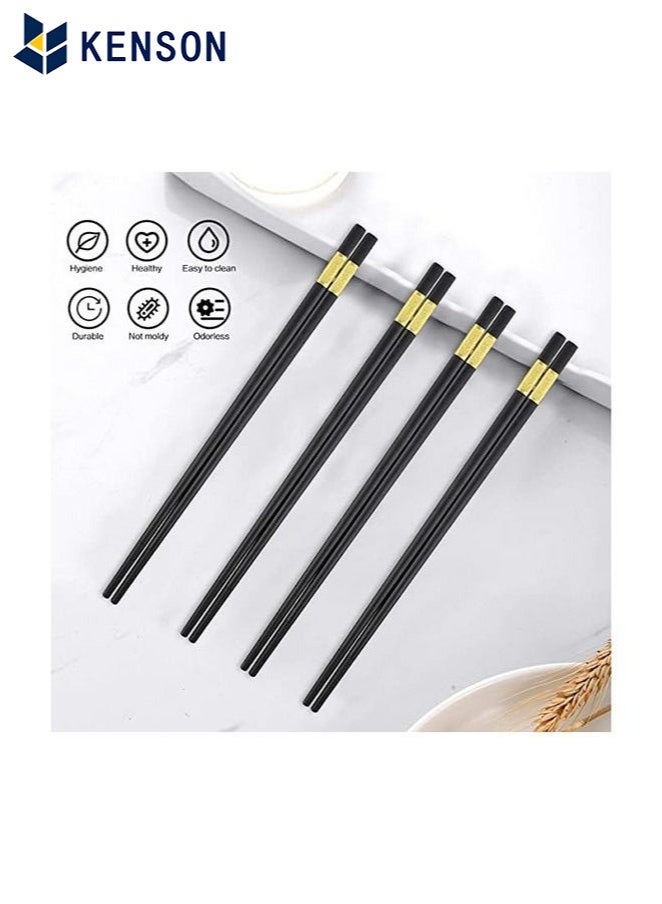 KENSON Fiberglass Chopsticks Black and Gold 10 Pairs Durable Reusable Kitchen Utensils for Everyday Use and Gift - Image 2