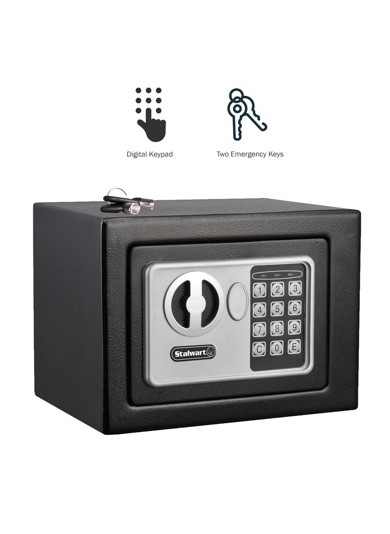 Stalwart Stalwart Digital Security Safe Box for Valuables Compact Steel Lock Box with Electronic Keypad Portable Safe for Home Business or Travel Black  - Image 3