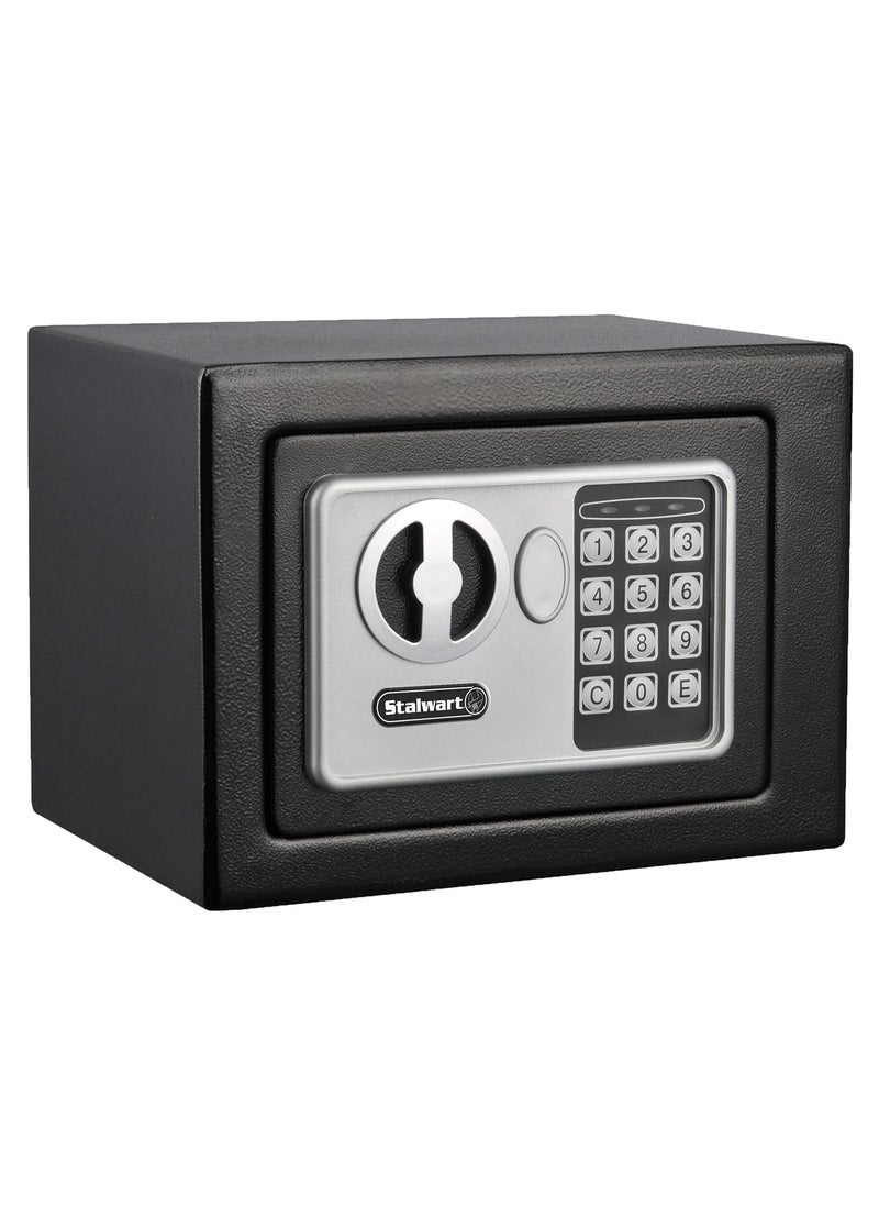 Stalwart Stalwart Digital Security Safe Box for Valuables Compact Steel Lock Box with Electronic Keypad Portable Safe for Home Business or Travel Black  - Image 1