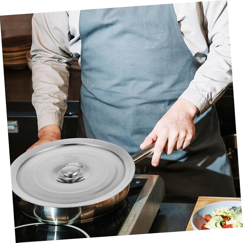 غطاء قدر من الفولاذ المقاوم للصدأ، دائري ومتعدد الاستخدامات للقلايات والمقالي، بمقبض متين - Image 5