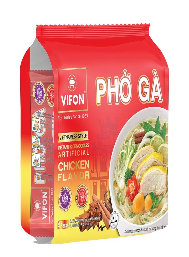 VIFON Phở Gà Vietnamese Style Instant Rice Noodles Chicken Flavor, 24-Pack (60 g each) | Halal Certified | Authentic Vietnamese Phở | Ready in 3 Minutes - Image 2