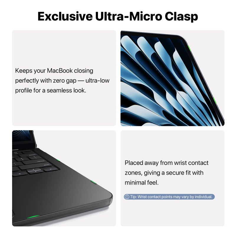 soonjet Compatible with MacBook Air 13 inch Case M4 M3 M2 2025-2022, Release Model A3240 A3113 A2681, [Anti-Crack Upgrade] Protective Hard Shell Laptop Cover for MacBook Air 13.6 inch â€“ Space Black - Image 3