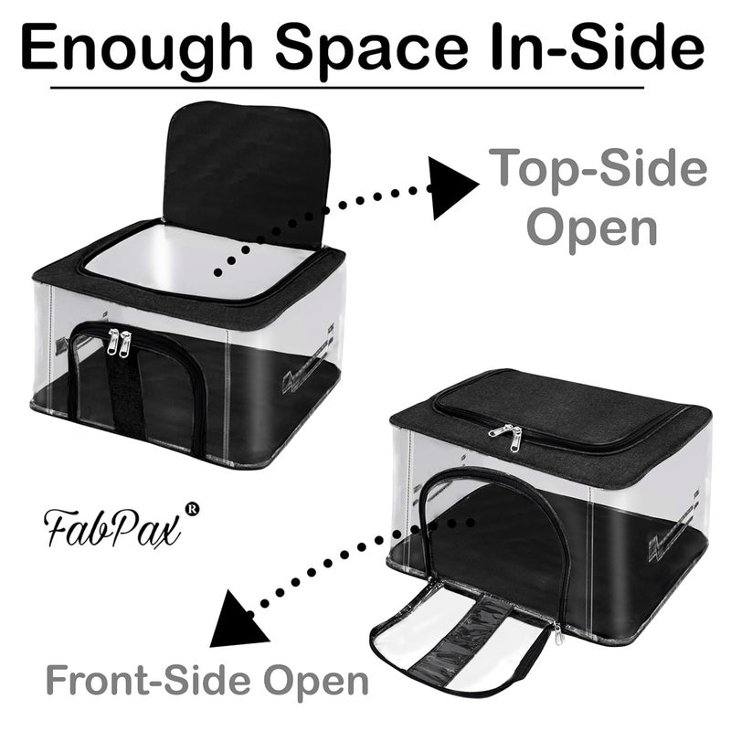 FabPax Set of 6 Transparent Storage Bag for Clothes Garments Sarees with Carry Handle Clear PVC Moisture Proof Storage Box for Clothes Closet Wardrobe Organizer 44x31x24 cm Black - Image 3