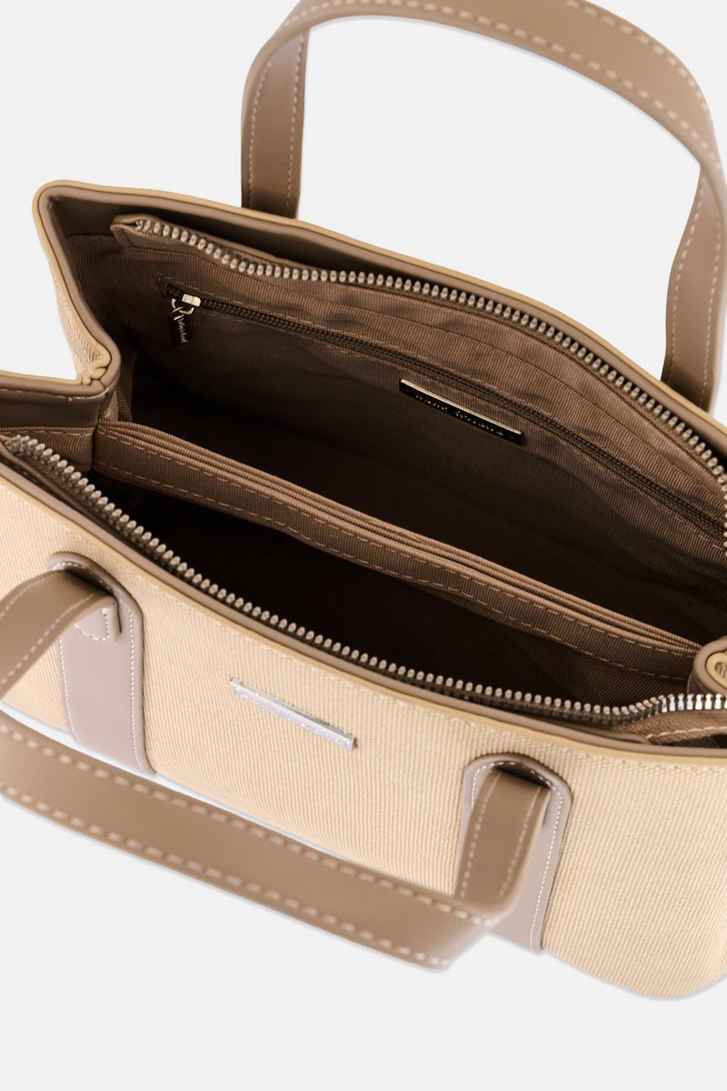 Kathy Ireland Women Brand Logo Handbag, Beige - Image 4