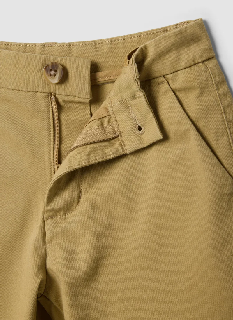 Ovs  OVS Beige Stretch Cotton Chino Shorts for Men | Best Price UAE