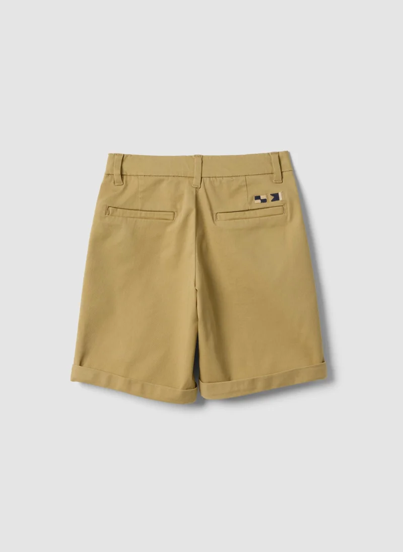 او في اس OVS Beige Stretch Cotton Chino Shorts