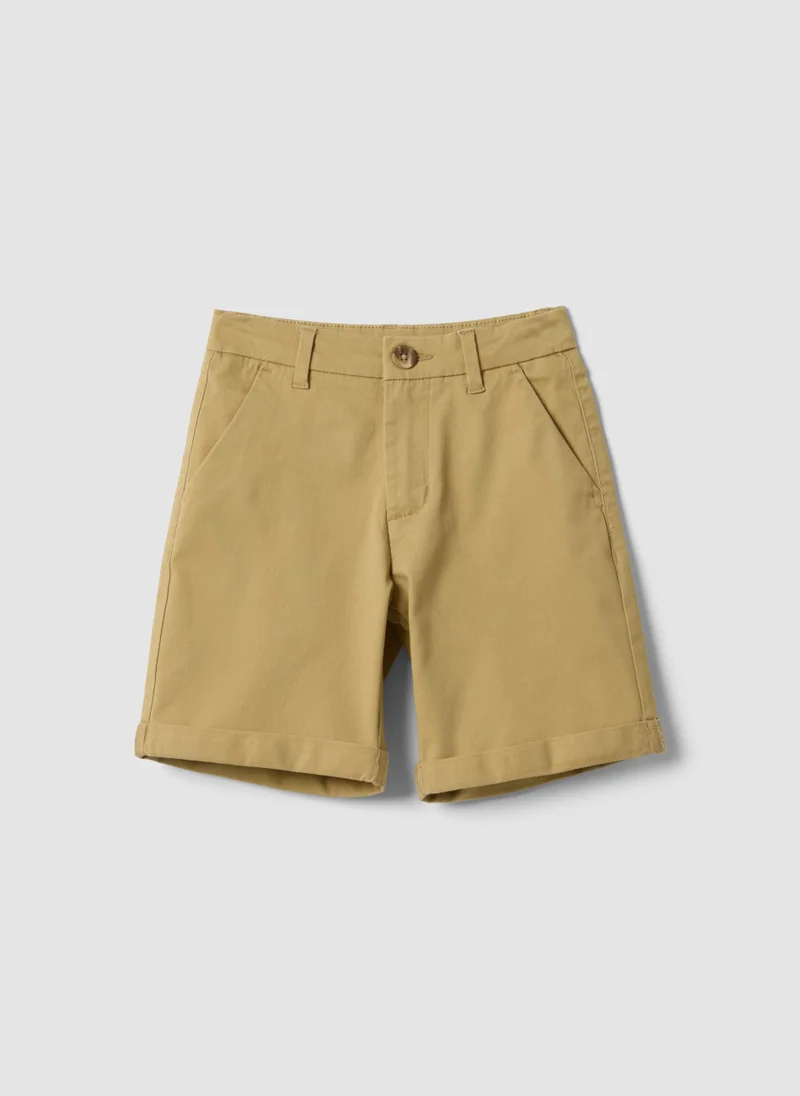 او في اس OVS Beige Stretch Cotton Chino Shorts