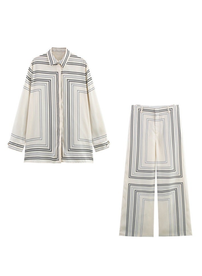 Shougu Fashionable And Casual Versatile Long Sleeved Printed Shirt And Pants - Image 1
