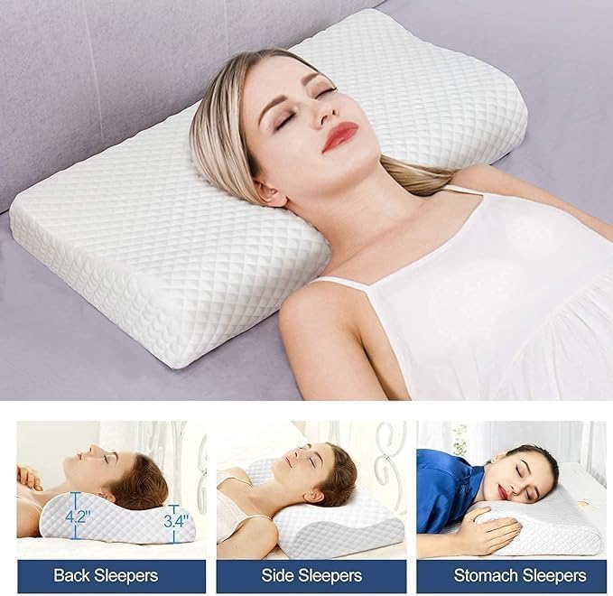 Shrux Contour Memory Foam Cervical Pillow for Neck Pain Relief - Orthopedic Ergonomic Pillow for Side & Back Sleepers | Breathable, Washable Cover | Spine Alignment & Support Pillow for Better Sleep - Image 2