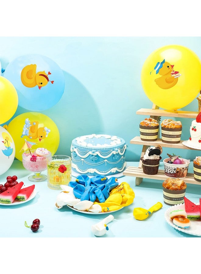 Sratte 40 قطعة من بالونات البط المطاطية لتزيين الحفلات، 12 بوصة على شكل بطة، بالونات من الفويل باللون الأزرق والأصفر والأبيض، بالونات لاتكس لتزيين حفلات استقبال المولود، لوازم حفلات أعياد الميلاد على شكل بطة مطاطية - Image 5