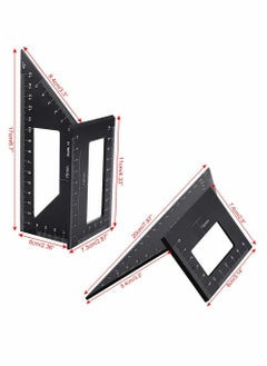 Y&D Multifunctional T-Shaped Woodworking Ruler, Saddle Layout Square Ruler For Woodworking, 45/45 Degree-90/45 Degree Miter Measuring Aluminum Alloy Formwork Tool (Black)  - Image 2