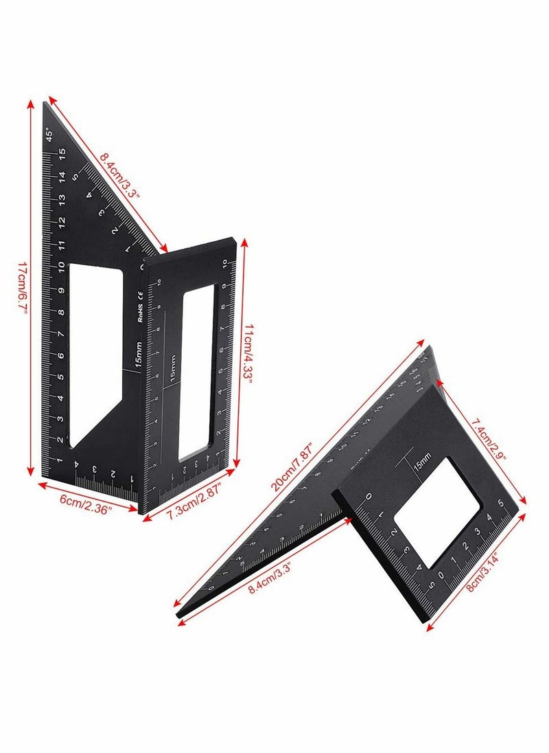 Y&D Multifunctional T-Shaped Woodworking Ruler, Saddle Layout Square Ruler For Woodworking, 45/45 Degree-90/45 Degree Miter Measuring Aluminum Alloy Formwork Tool (Black)  - Image 2