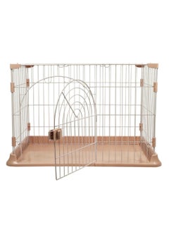 Cat crate with Sturdy metal wire, Pet cage for Indoor/Outdoor use, Idea for felines and small pets, Splash-proof base, Single-layer, Portable cage, Secure lock and Easy to assembly, 84 cm (Pink)