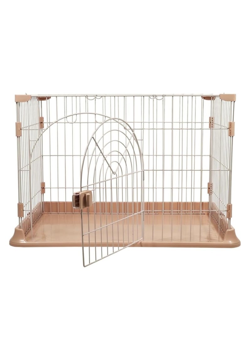 NNC PETS Cat crate with Sturdy metal wire, Pet cage for Indoor/Outdoor use, Idea for felines and small pets, Splash-proof base, Single-layer, Portable cage, Secure lock and Easy to assembly, 84 cm (Pink)  - Image 1