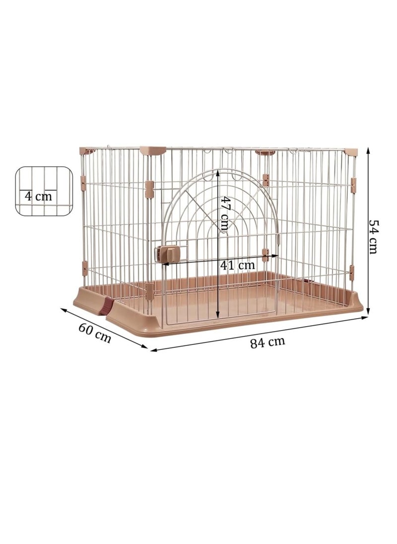 NNC PETS Cat crate with Sturdy metal wire, Pet cage for Indoor/Outdoor use, Idea for felines and small pets, Splash-proof base, Single-layer, Portable cage, Secure lock and Easy to assembly, 84 cm (Pink)  - Image 2