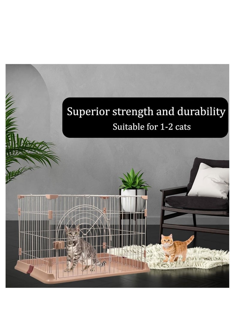 NNC PETS Cat crate with Sturdy metal wire, Pet cage for Indoor/Outdoor use, Idea for felines and small pets, Splash-proof base, Single-layer, Portable cage, Secure lock and Easy to assembly, 84 cm (Pink)  - Image 4