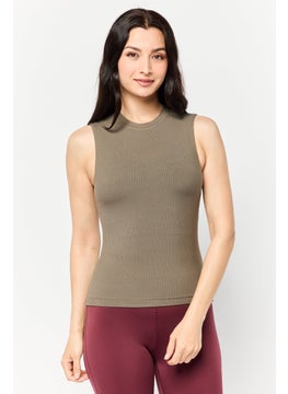 Reebok Women Sportswear Fit Embroidered Logo Outdoor Tank Top, Olive  - Image 1