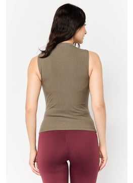 Reebok Women Sportswear Fit Embroidered Logo Outdoor Tank Top, Olive  - Image 4