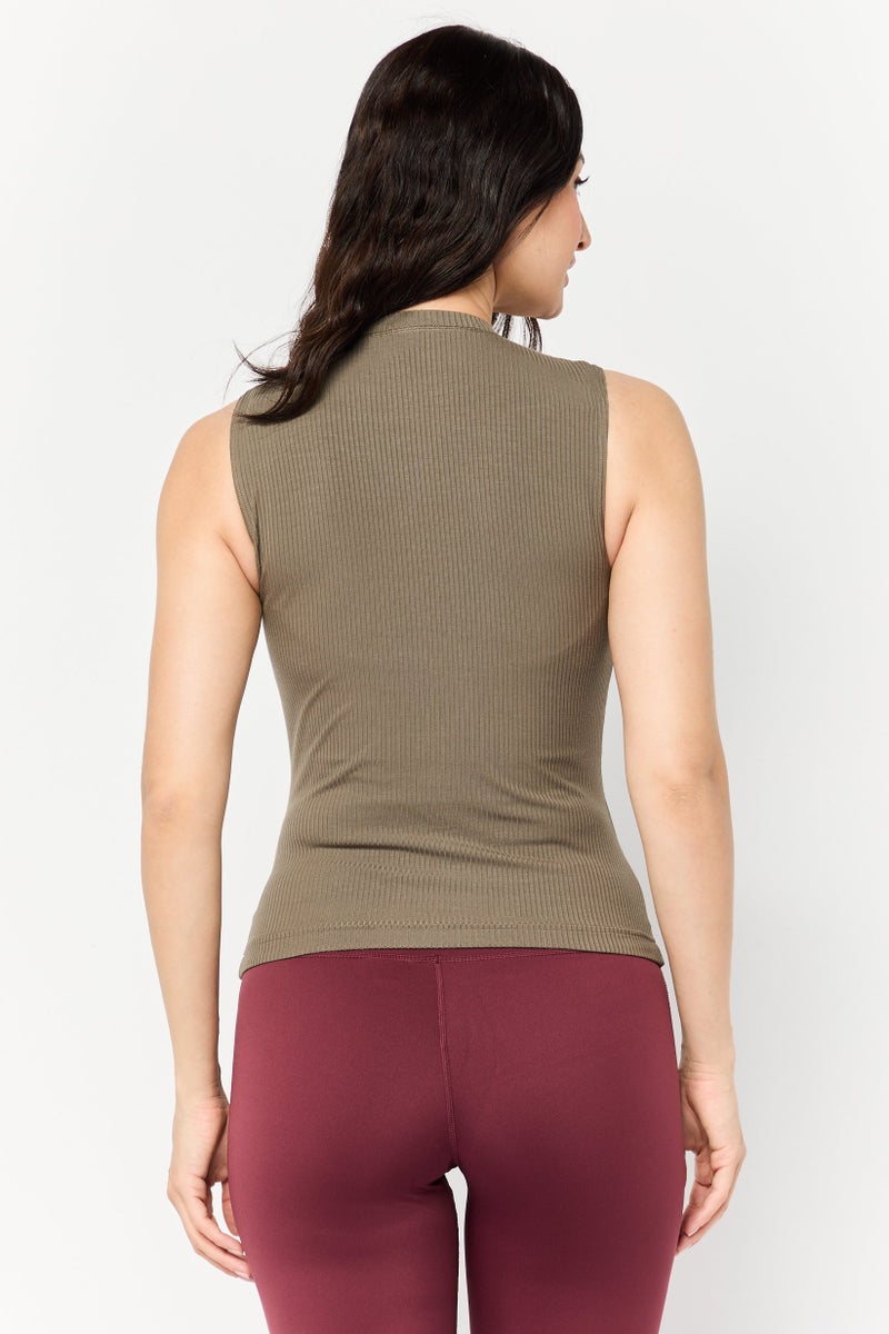Reebok Women Sportswear Fit Embroidered Logo Outdoor Tank Top, Olive - Image 4