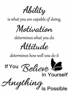 Excefore Stickers 2 Sheets Wall Quotes Stickers Ability Motivation Attitude Inspirational Home Decals Decor for Office School Classroom Teen Dorm Room  - Image 1