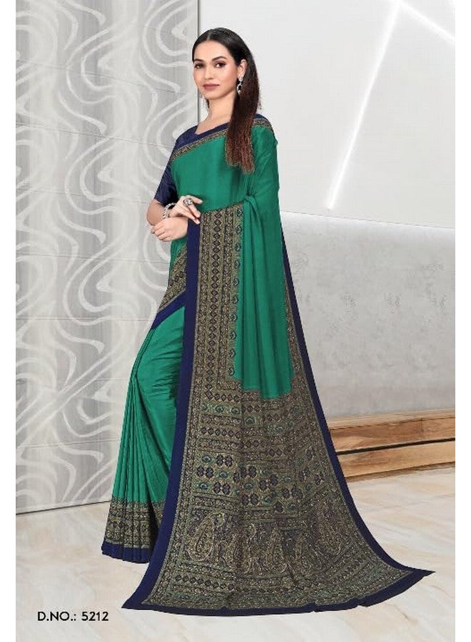 Uniform Unicorn UNIFORM UNICORN Women's Turquoise Crepe Silk Uniform Saree with Blouse (5212_PM) - Image 3