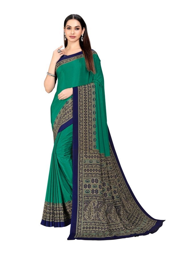 Uniform Unicorn UNIFORM UNICORN Women's Turquoise Crepe Silk Uniform Saree with Blouse (5212_PM) - Image 1