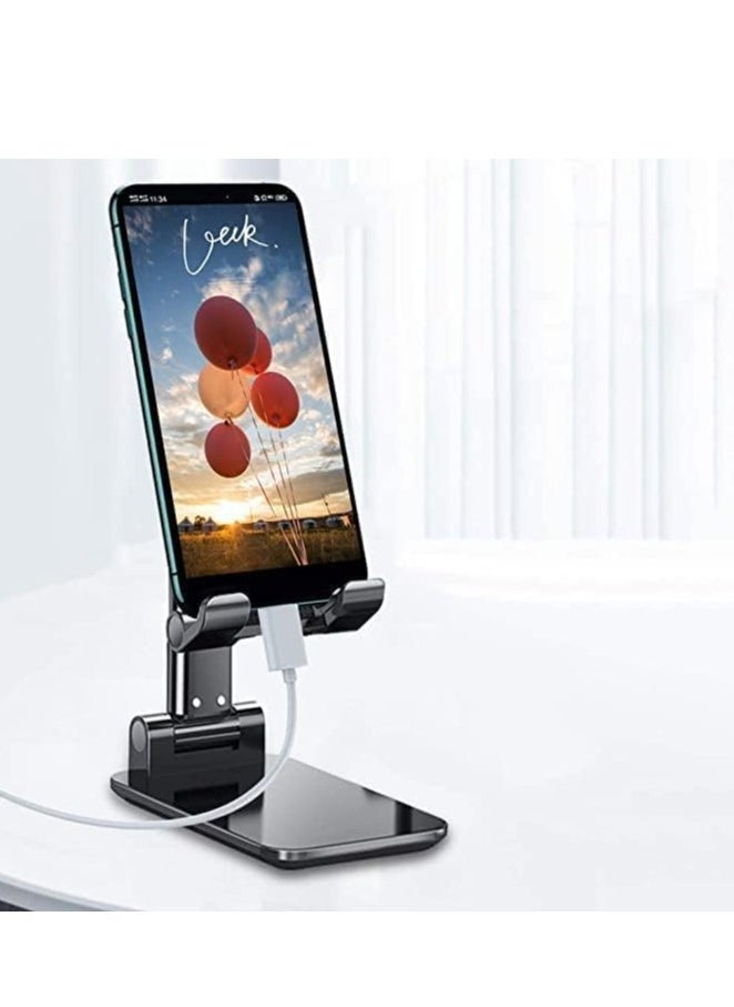 Mobile Phone Stand for Desk-Portable Mobile Phone Holder Cell Phone Stand, Foldable Portable Desktop Stand Adjustable Height and Angle Phone Holder for Deskb Stand Compatible with Every Mobile phone