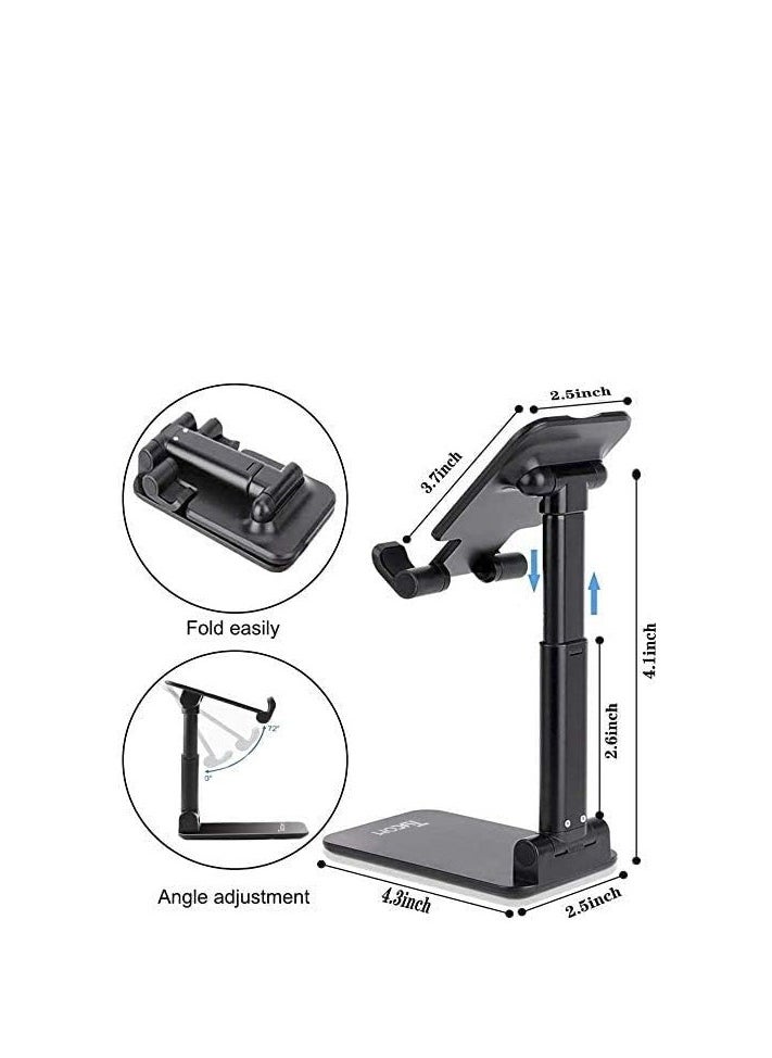 Mobile Phone Stand for Desk-Portable Mobile Phone Holder Cell Phone Stand, Foldable Portable Desktop Stand Adjustable Height and Angle Phone Holder for Deskb Stand Compatible with Every Mobile phone