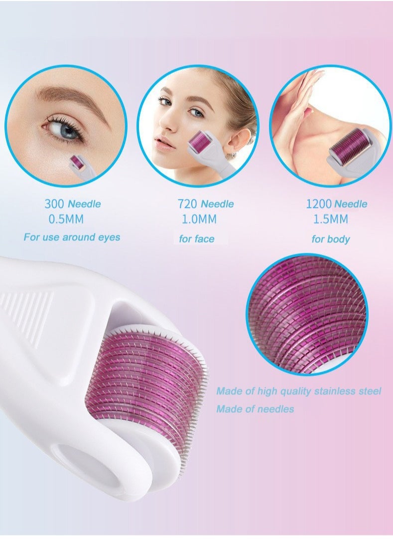 6 in 1 Micro Needle Roller Kit White/Pink