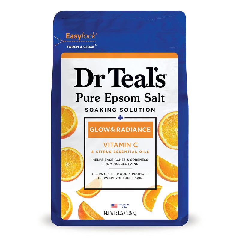 Dr Teal's Dr Teal's Epsom Magnesium Salt Soak, Glow & Radiance with Vitamin C & Citrus Essential Oils, 3 lbs  - Image 1