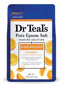 Dr Teal's Epsom Salt Magnesium Soak, Glow & Radiance with Vitamin C & Citrus Essential Oils, 3 lbs