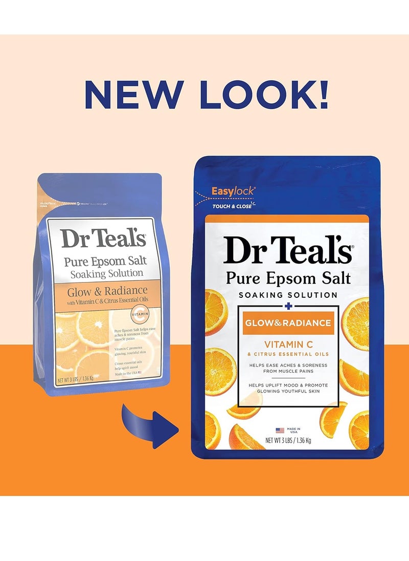 Dr Teal's - Dr Teal's Epsom Salt Magnesium Soak, Glow & Radiance with Vitamin C & Citrus Essential Oils, 3 lbs - Image 1