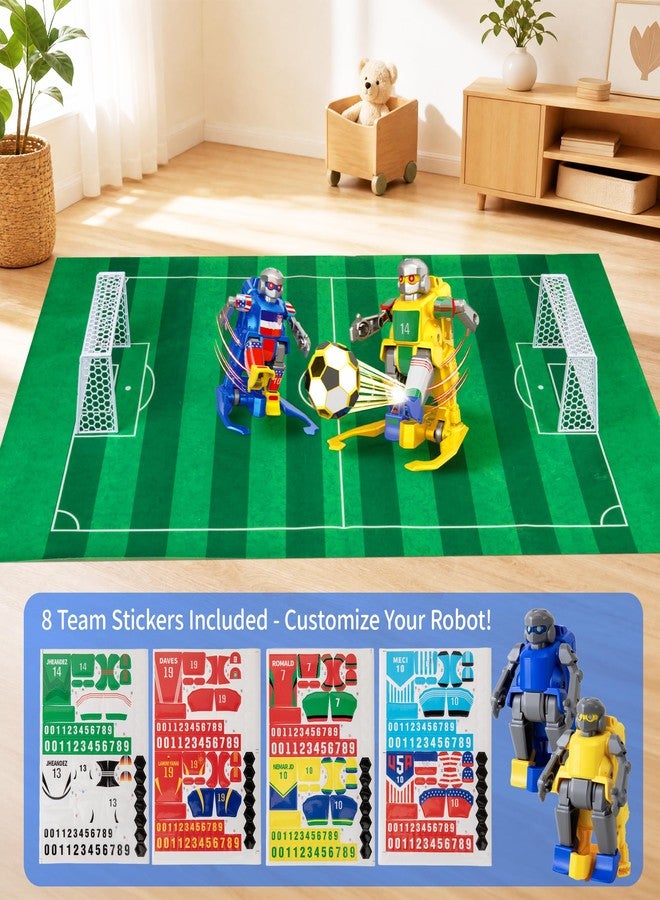 BETTINA RC Soccer Robot Set with Soccer Field Mat & 8 Team Stickers, 2.4GHz Remote Control Robot Toy for 2 Players, Soccer Board Game Gift for Boys Girls Kids - Image 3