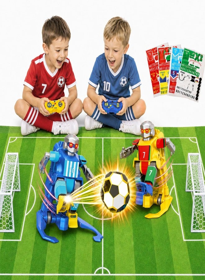 BETTINA RC Soccer Robot Set with Soccer Field Mat & 8 Team Stickers, 2.4GHz Remote Control Robot Toy for 2 Players, Soccer Board Game Gift for Boys Girls Kids - Image 1