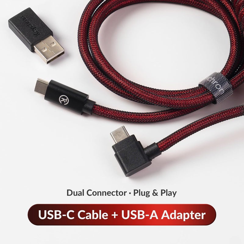 Keychron Premium Coiled Type-C Angled Cable - Red - Image 5