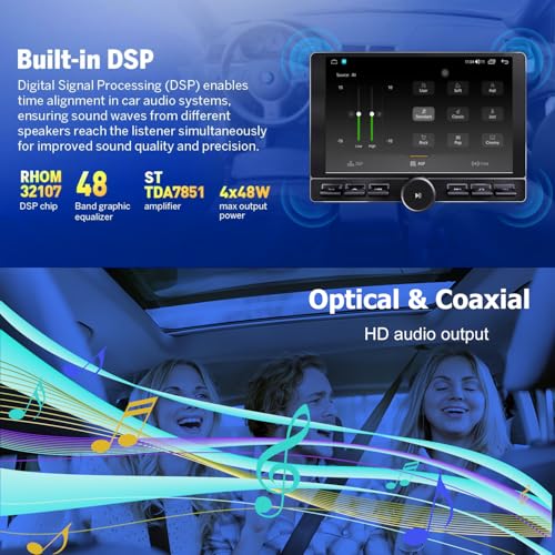 litillbuly 10.6 Inch Android 13 Single Din Car Radio [4GB RAM + 64GB ROM] with Wireless CarPlay & Android Auto, 4G, Knob Button, GPS, DSP, WiFi, Bluetooth, SWC Output - Image 5
