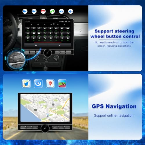 litillbuly 10.6 Inch Android 13 Single Din Car Radio [4GB RAM + 64GB ROM] with Wireless CarPlay & Android Auto, 4G, Knob Button, GPS, DSP, WiFi, Bluetooth, SWC Output - Image 4