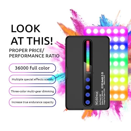 ADZOY ADL-M160 RGB Rechargeable Pocket Fill Video Light – 160 LED Beads, Dimmavble with 2500K–8500K Adjustable Bi-Color, Portable Photography Lighting for Camera, Smartphone & Vlogging - Image 2