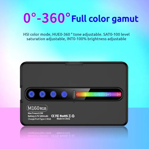 ADZOY ADL-M160 RGB Rechargeable Pocket Fill Video Light – 160 LED Beads, Dimmavble with 2500K–8500K Adjustable Bi-Color, Portable Photography Lighting for Camera, Smartphone & Vlogging - Image 4