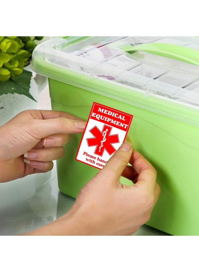 سمارستيكرس ملصقات علامات الأمتعة لمعدات التنبيه الطبية مقاس 2 × 3 بوصة، معدات طبية هشة باللون الأحمر الفلوريسنت داخل الملصقات، مقبض مع ملصقات العناية للإمدادات الطبية (8 عبوات) - Image 5