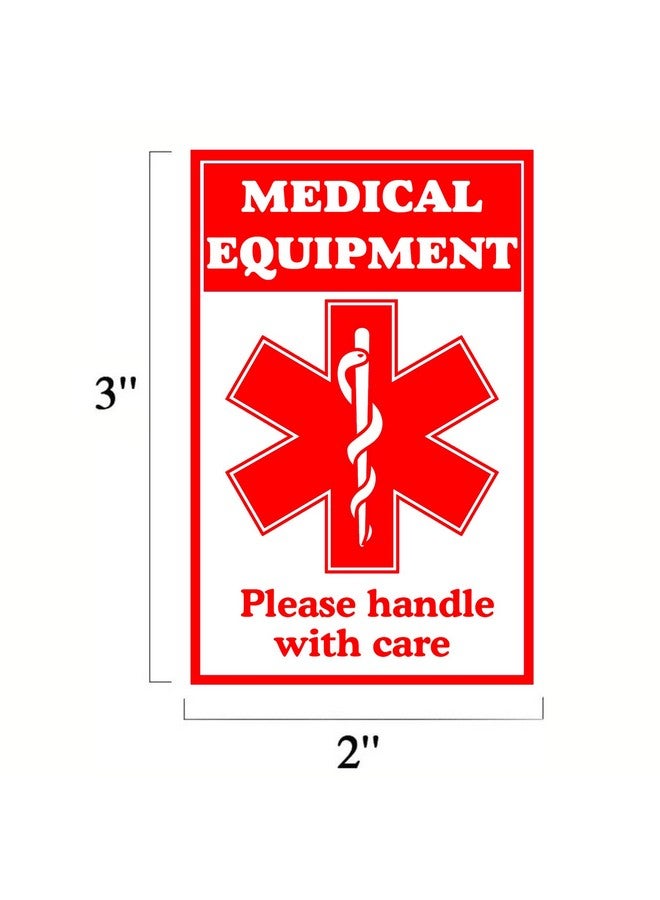 سمارستيكرس ملصقات علامات الأمتعة لمعدات التنبيه الطبية مقاس 2 × 3 بوصة، معدات طبية هشة باللون الأحمر الفلوريسنت داخل الملصقات، مقبض مع ملصقات العناية للإمدادات الطبية (8 عبوات) - Image 2