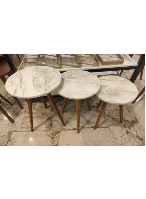 3-piece table set, beech wood legs