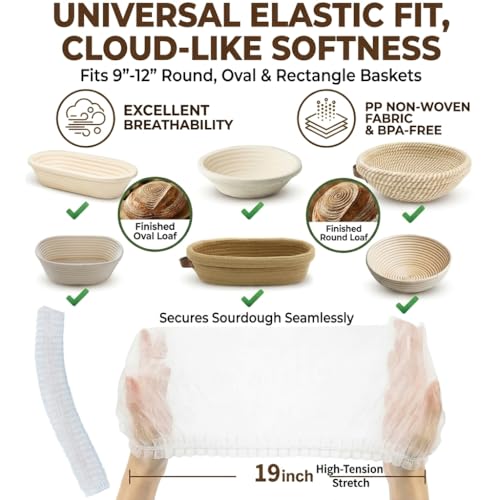 YUANSHAO 50 Pcs Banneton Liner,Banneton Bread Proofing Basket Non Woven Liners Non-Stick Dough,Bread Proofing Cover,Elastic Banneton Basket Liner for Prevents Dough from Sticking to Basket - Image 3
