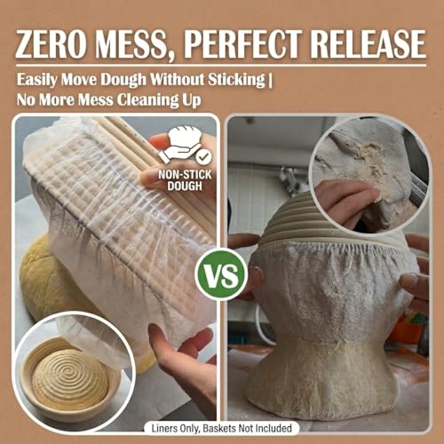 YUANSHAO 50 Pcs Banneton Liner,Banneton Bread Proofing Basket Non Woven Liners Non-Stick Dough,Bread Proofing Cover,Elastic Banneton Basket Liner for Prevents Dough from Sticking to Basket - Image 2