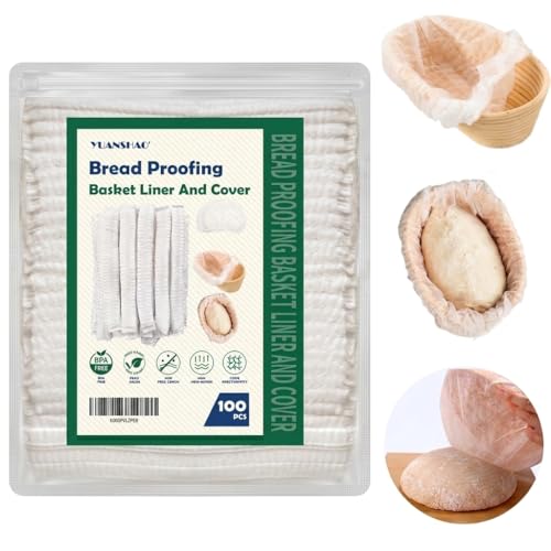 YUANSHAO 50 Pcs Banneton Liner,Banneton Bread Proofing Basket Non Woven Liners Non-Stick Dough,Bread Proofing Cover,Elastic Banneton Basket Liner for Prevents Dough from Sticking to Basket - Image 1