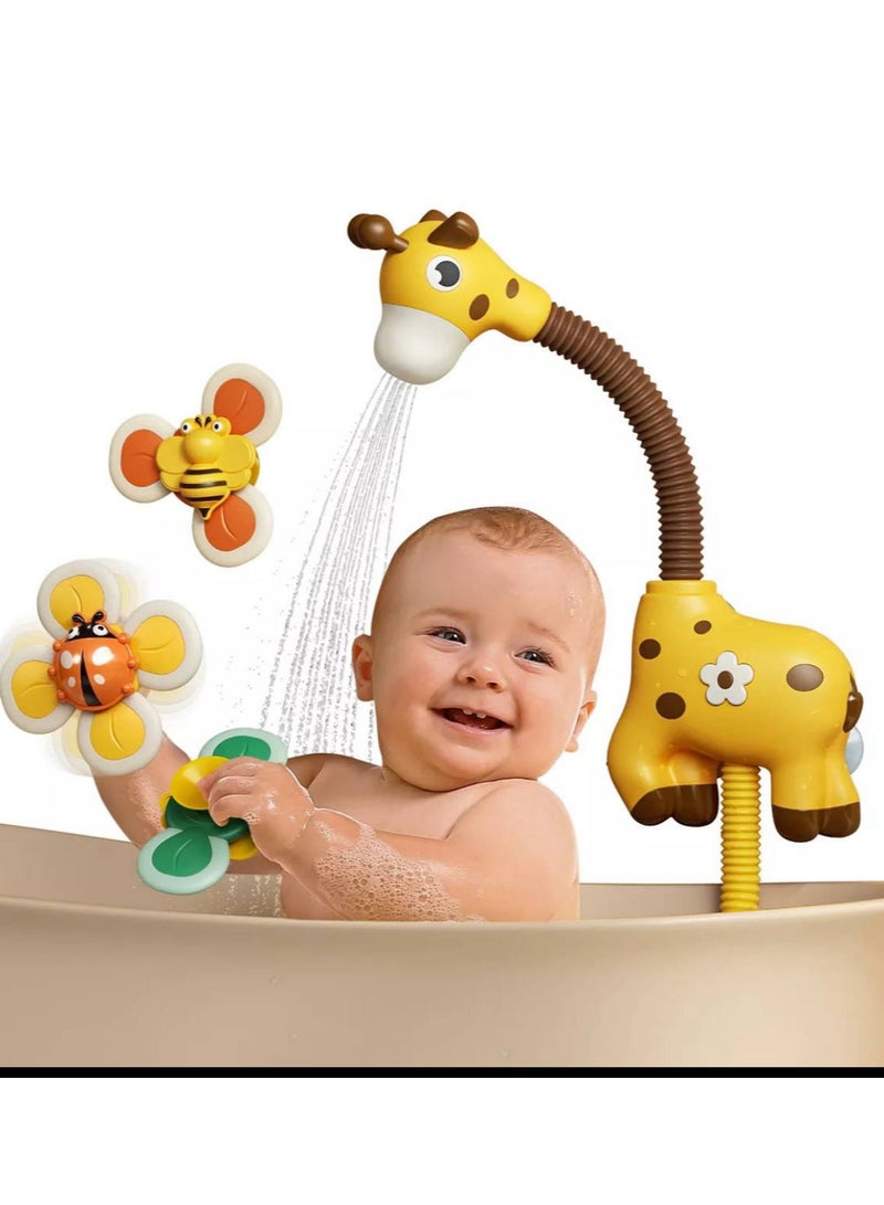 A giraffe-shaped water spray toy for babies during bath time – adds fun to bath time and helps your baby get used to bathing easily! It pumps water from the tub, providing a gentle and safe stream for your baby, with an attractive and fun design that encourages interactive play.