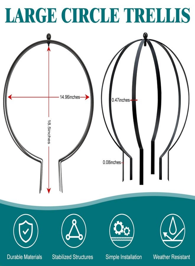 HEYTIMI 4Pcs Large Black Metal Round Circle Trellis Garden Obelisk Sculpture Globe Trellis for Climbing Plants Outdoor Potted Planter Decorative Metal Garden Ornament for Patio Doorway - Image 2