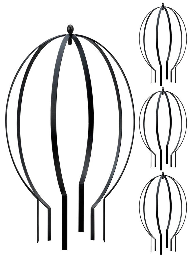 HEYTIMI 4Pcs Large Black Metal Round Circle Trellis Garden Obelisk Sculpture Globe Trellis for Climbing Plants Outdoor Potted Planter Decorative Metal Garden Ornament for Patio Doorway - Image 1