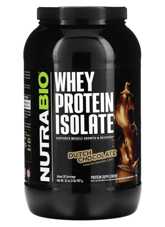 NutraBio Whey Protein Isolate Dutch Chocolate 2 lb (907 g) 